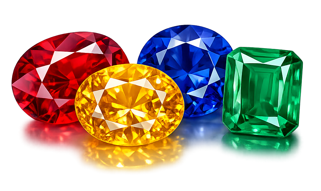 ruby yellow sapphire blue sapphire emerald